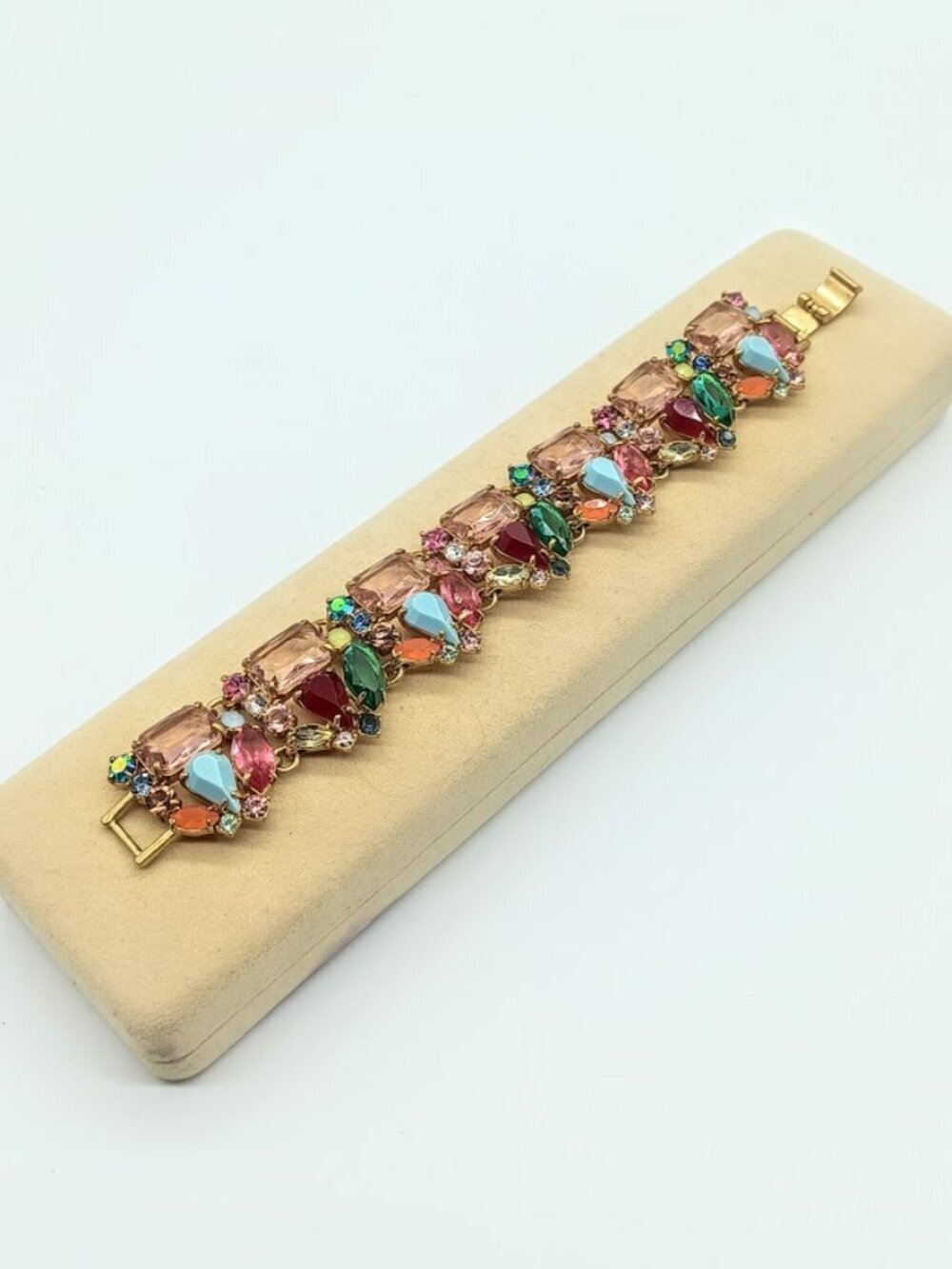 J. Crew Multicolor Jewel-Tone Stone Statement Bracelet